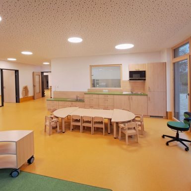 H+F Architekten Interior Gruppenraum KiTa Pfützenhüpfer in Pirk